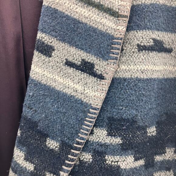 Vintage 90s Casual Corner Blue Gray Southwestern Wool Blend Lined Blazer Coat - Picture 7 of 8